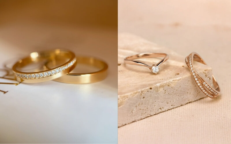 Nhẫn cưới trơn cho phong cách tối giản, nhẫn cầu kỳ thể hiện sáng tạo 