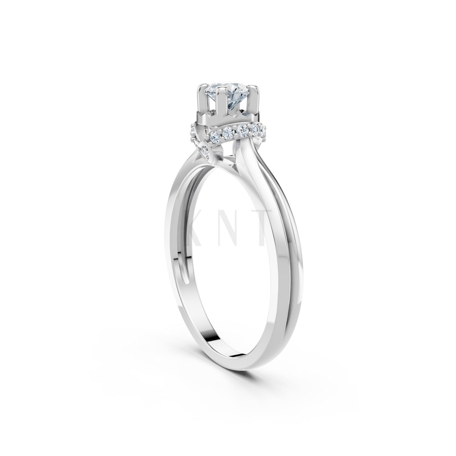 Nhẫn đính hôn R452 vàng trắng White Gold kiểu dáng cá tính, hiện đại