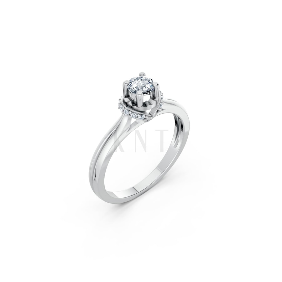 Nhẫn đính hôn R452 vàng trắng White Gold kiểu dáng hiện đại, nổi bật