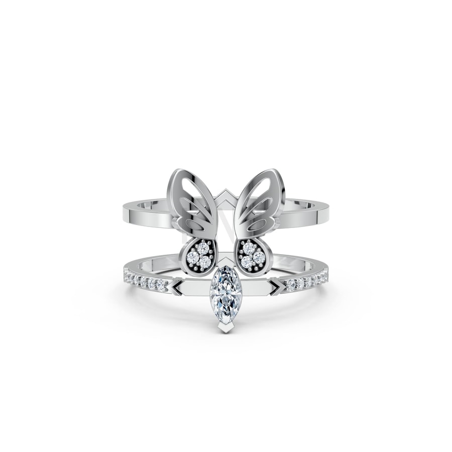 Nhẫn Nữ American Style RNN60 vàng trắng White Gold thiết kế trẻ trung, hiện đại