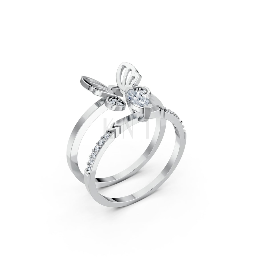 Nhẫn Nữ American Style RNN60 vàng trắng White Gold kiểu dáng hiện đại, nổi bật