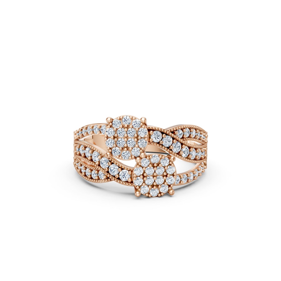 NHẪN NỮ EURO STYLE – RNN32 vàng hồng Rose Gold thiết kế đối xứng, phong cách, ấn tượng