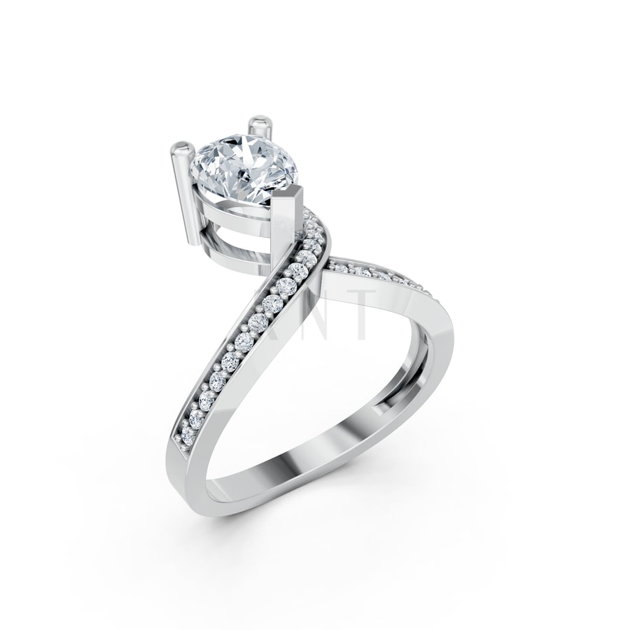 Nhẫn Nữ EURO Style RNN34 vàng trắng White Gold kiểu dáng hiện đại, nổi bật