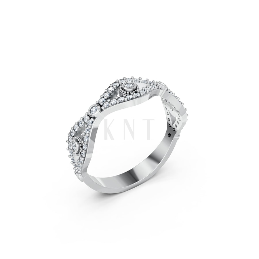 NHẪN NỮ EURO STYLE – RNN37 vàng trắng White Gold kiểu dáng hiện đại, nổi bật