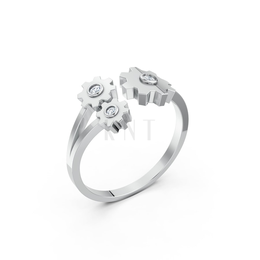 Nhẫn Nữ EURO Style – RNN43 vàng trắng White Gold kiểu dáng hiện đại, nổi bật