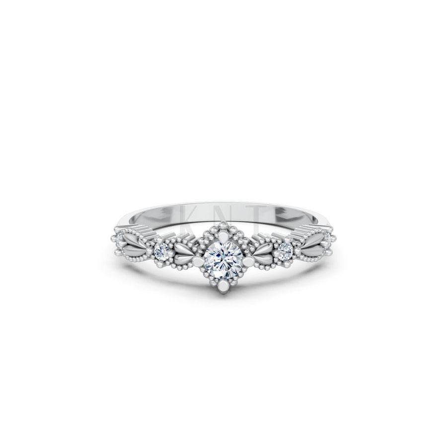 NHẪN NỮ EURO STYLE – RNN83 vàng trắng White Gold thiết kế trẻ trung, hiện đại