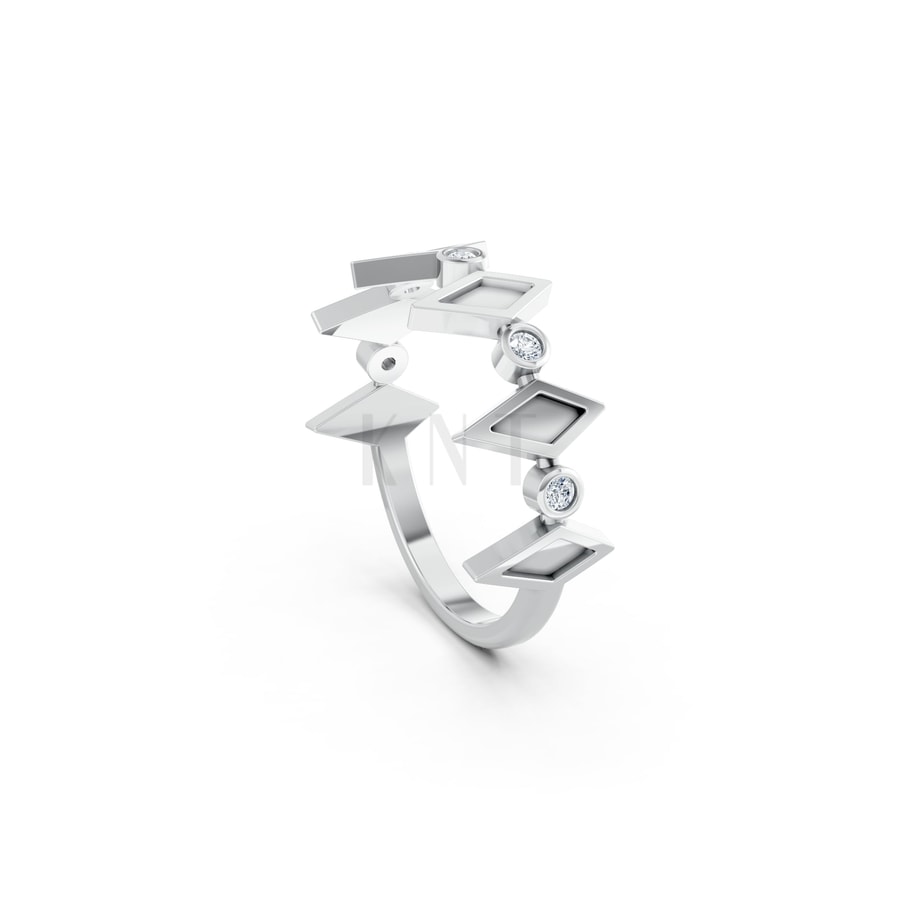 NHẪN NỮ EURO STYLE – RNN85 vàng trắng White Gold kiểu dáng cá tính, hiện đại