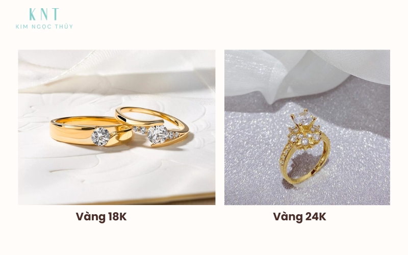 Vàng 18K có màu sắc tươi hơn vàng 24K