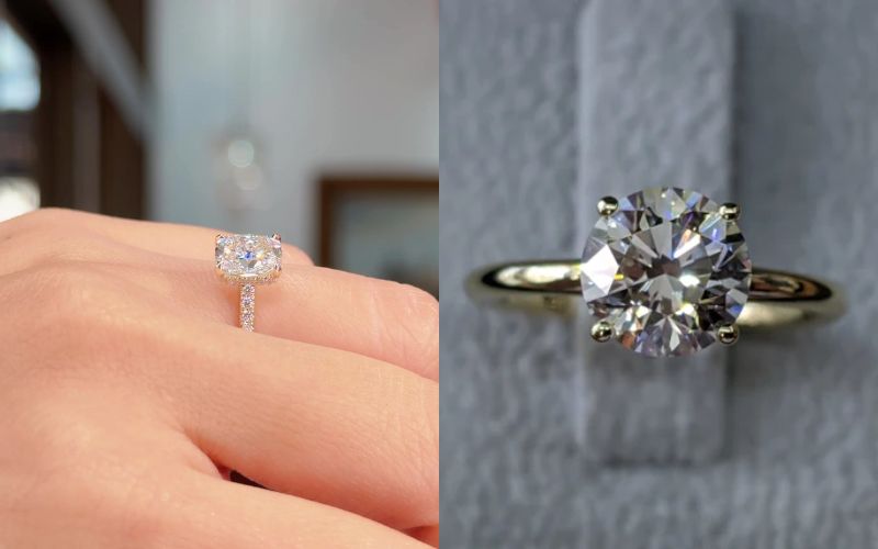 Nhẫn kim cương VVS2 và VS1