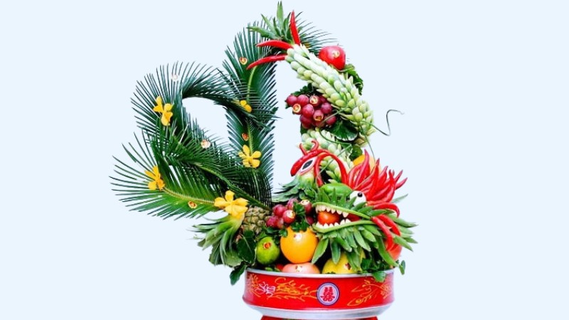 Tráp hoa quả diện cho mong ước hoa thơm quả ngọt trong cuộc sống hôn nhân