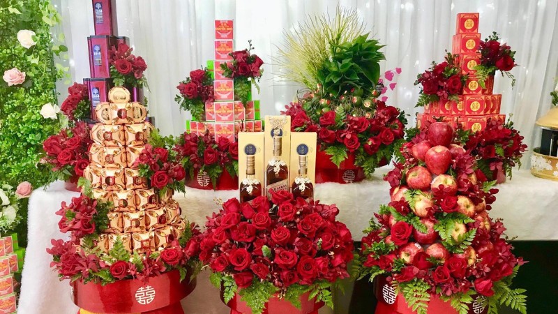 Chuẩn bị tráp cưới với phong cách trang trí đồng bộ và nổi bật