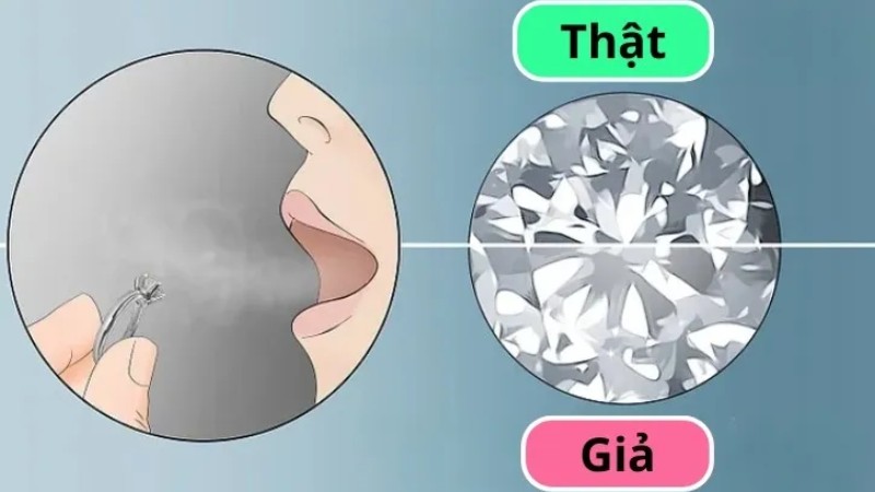 Phân biệt kim cương thật giả bằng cách thử nghiệm hà hơi