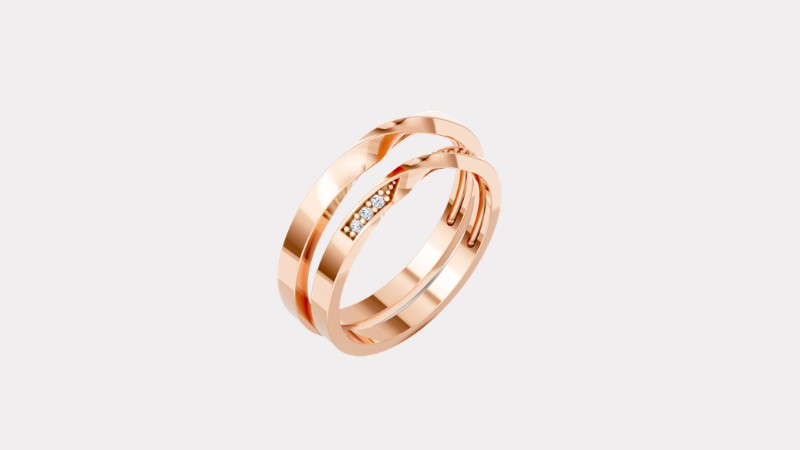 Nhẫn cưới H90 thiết kế uốn lượn mềm mại