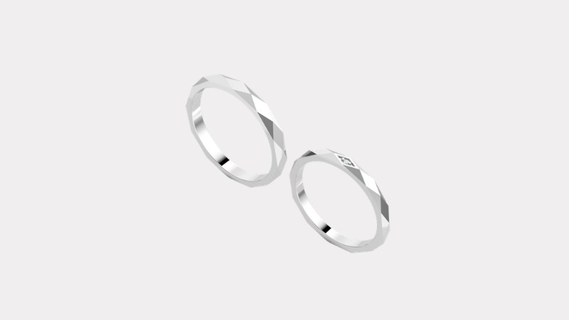 Nhẫn cưới A107 nổi bật với thiết kế vát cạnh cá tính