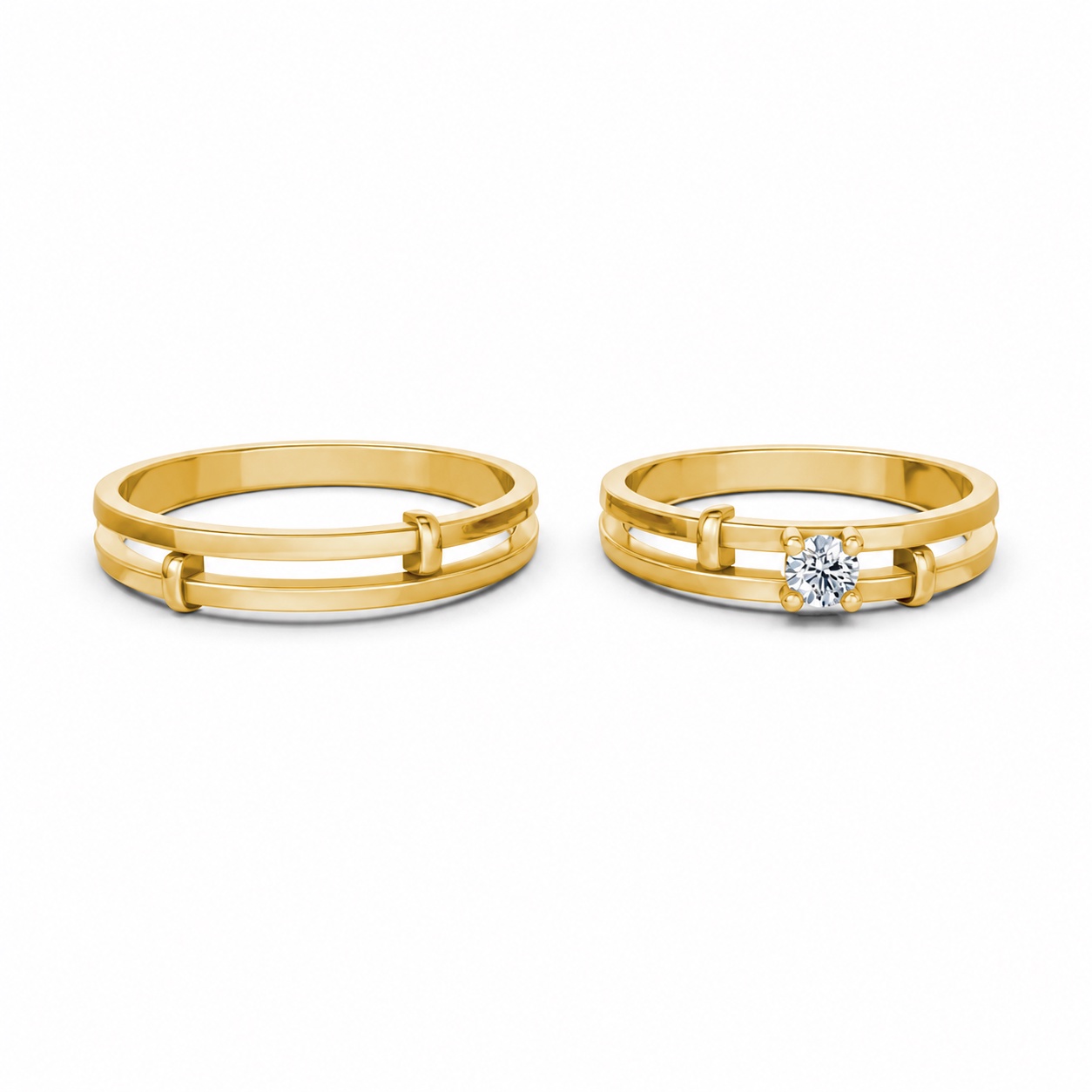 NHẪN CẶP VÀNG CV105 màu Vàng Gold thiết kế tinh xảo, độc đáo
