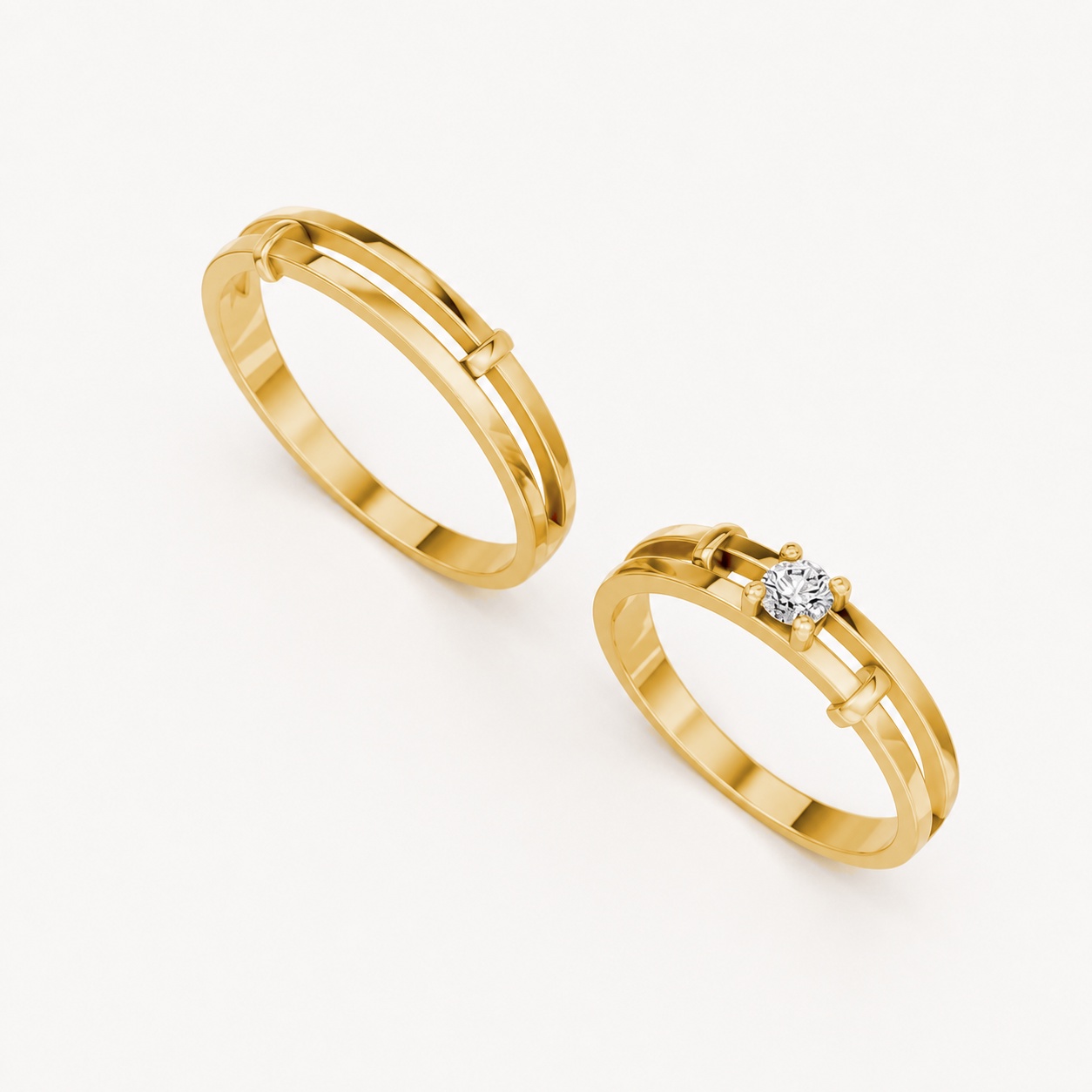 NHẪN CẶP VÀNG CV105 màu Vàng Gold thiết kế phá cách, sang trọng