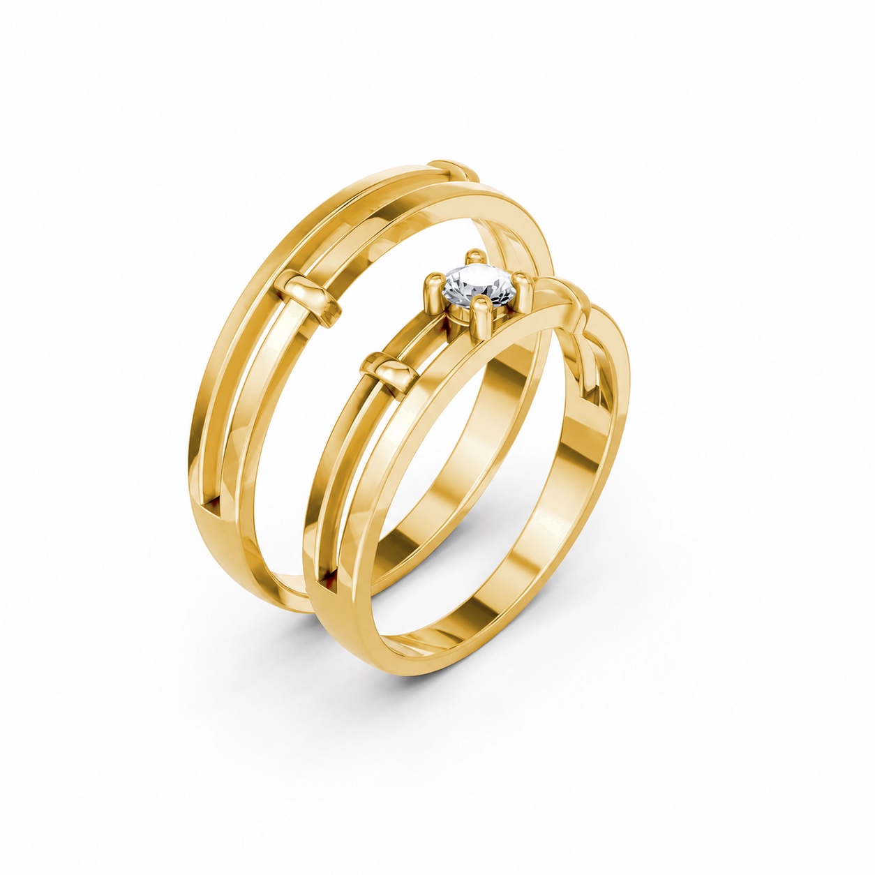 NHẪN CẶP VÀNG CV105 màu Vàng Gold thiết kế tinh tế, sang trọng