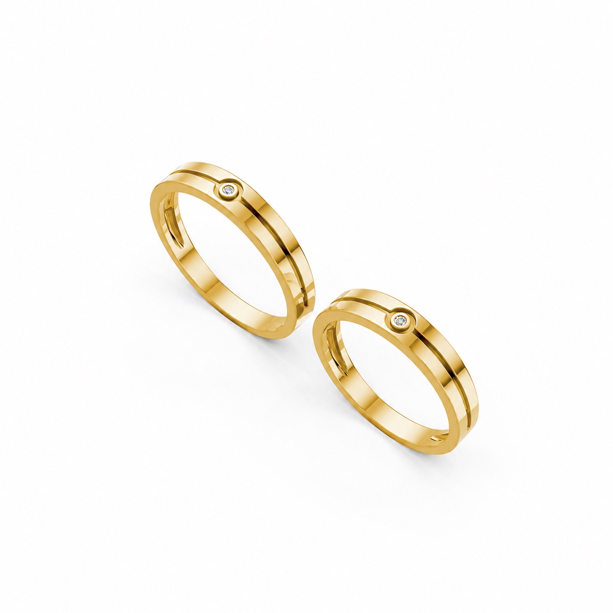 Nhẫn cưới A106 Vàng Gold thiết kế phá cách, sang trọng