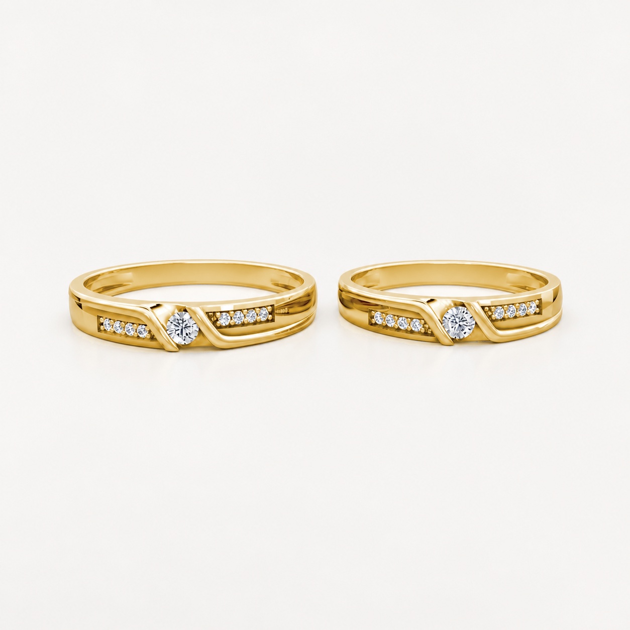 Nhẫn cưới A111 màu Vàng Gold thiết kế phá cách, sang trọng