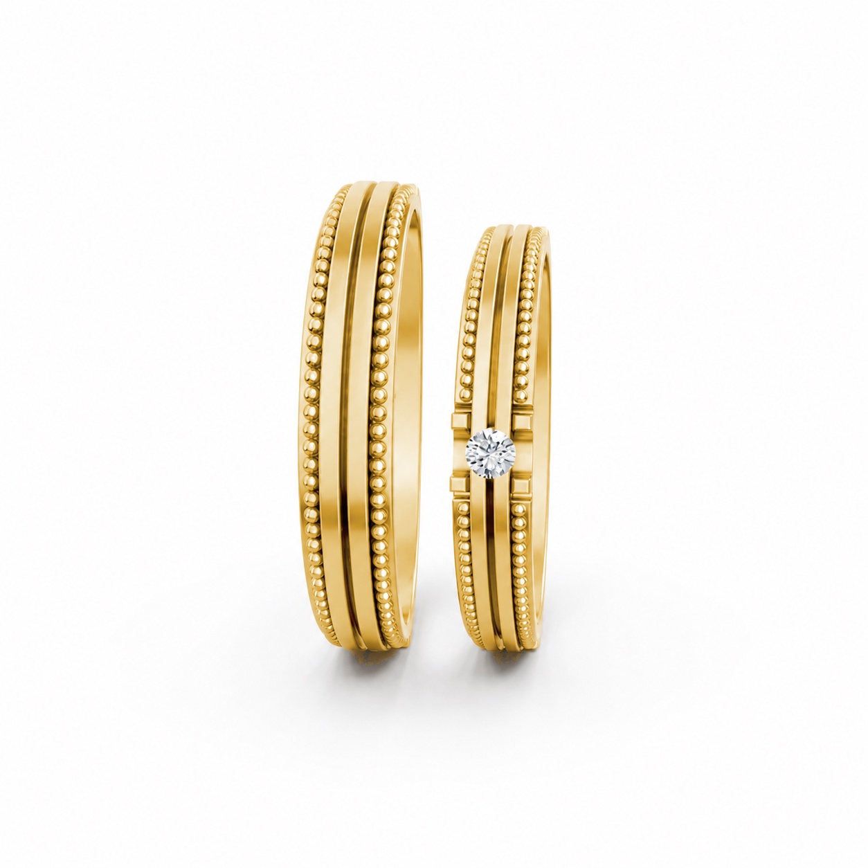 Nhẫn cưới A112 màu Vàng Gold thiết kế phá cách, sang trọng
