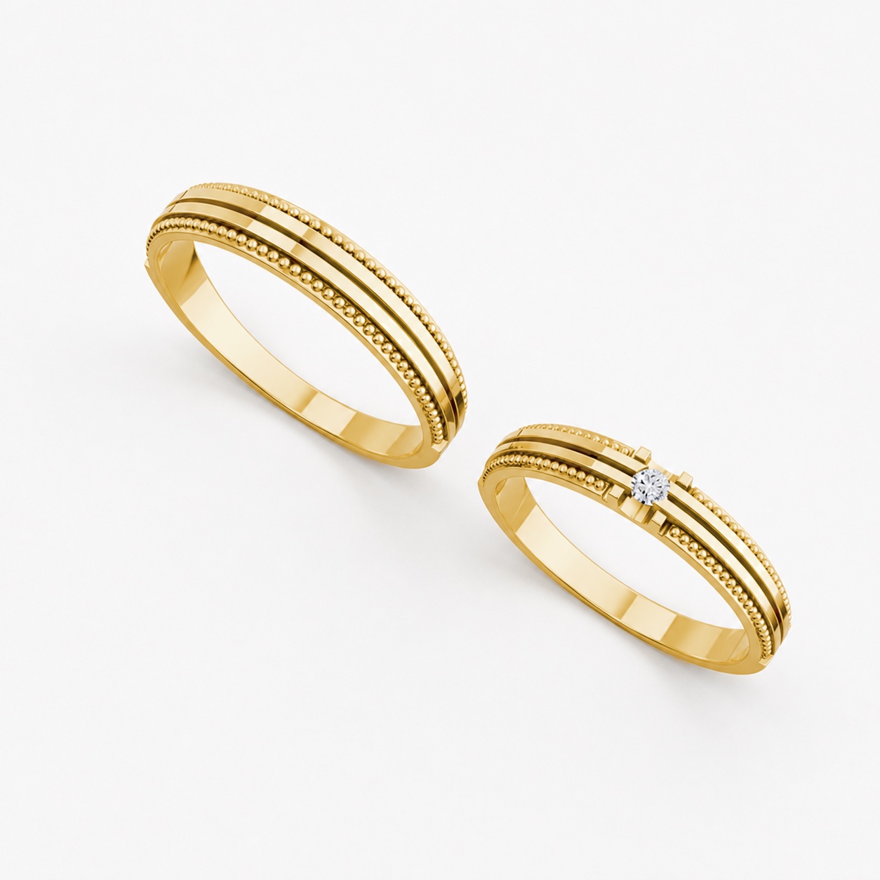 Nhẫn cưới A112 màu Vàng Gold thiết kế tinh xảo, độc đáo