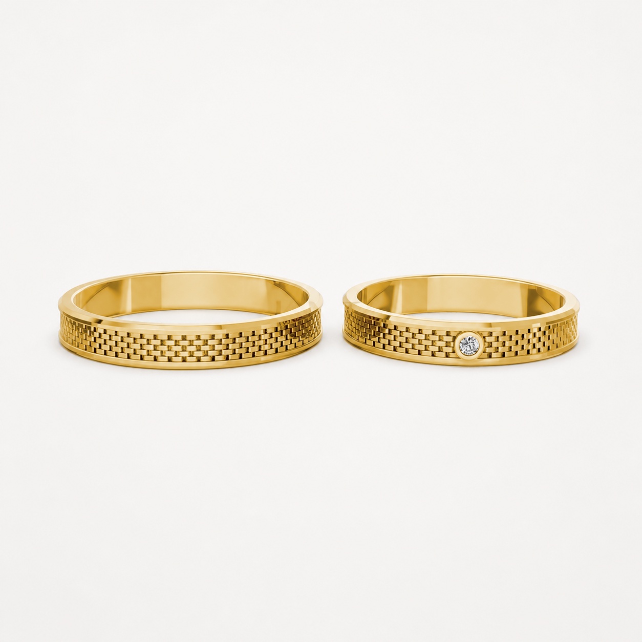 Nhẫn cưới A113 màu Vàng Gold thiết kế phá cách, sang trọng