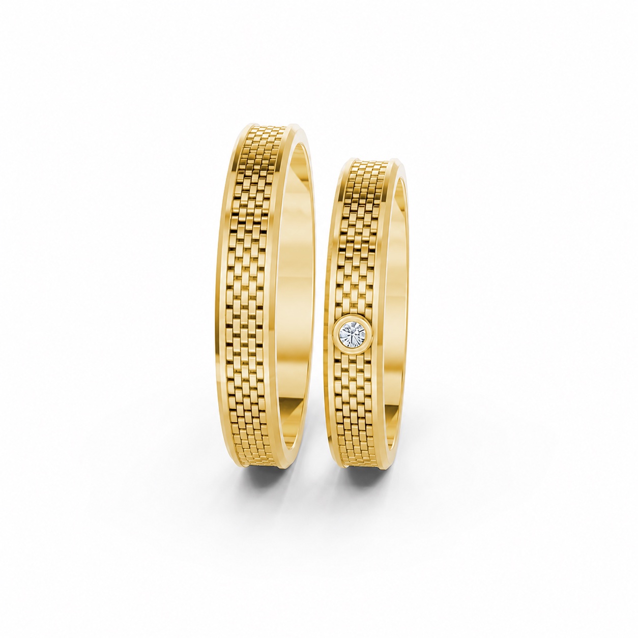 Nhẫn cưới A113 màu Vàng Gold thiết kế tinh xảo, độc đáo