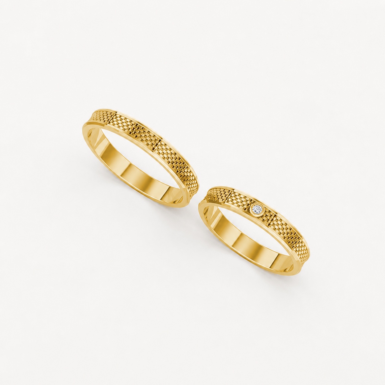 Nhẫn cưới A113 màu Vàng Gold vàng 10K/14K/18K/607 cao cấp, thanh lịch