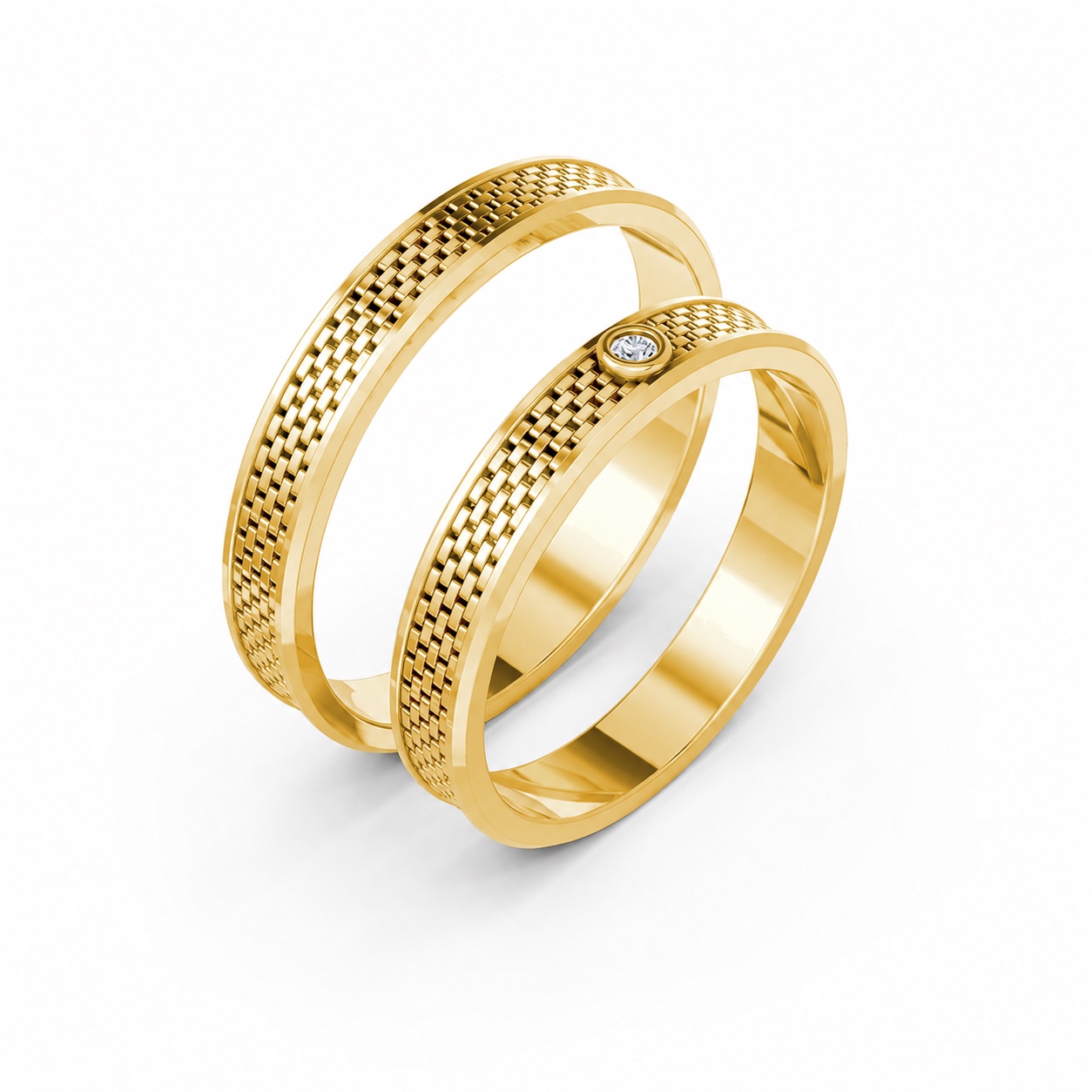 Nhẫn cưới A113 màu Vàng Gold thiết kế tinh tế, sang trọng