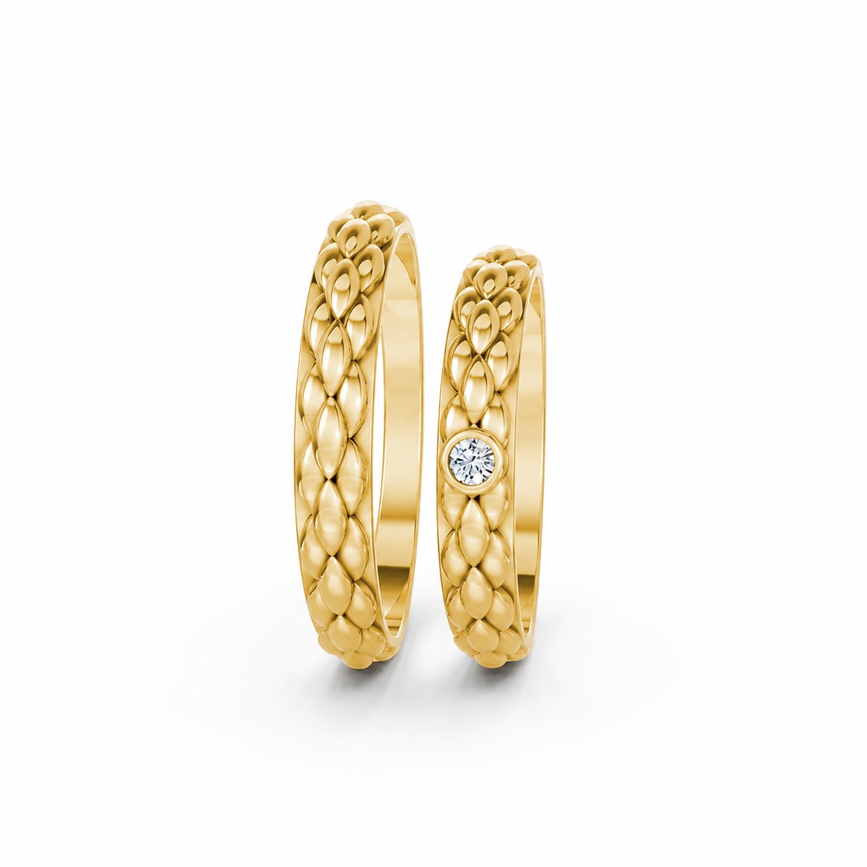 Nhẫn cưới A114 màu Vàng Gold thiết kế phá cách, sang trọng