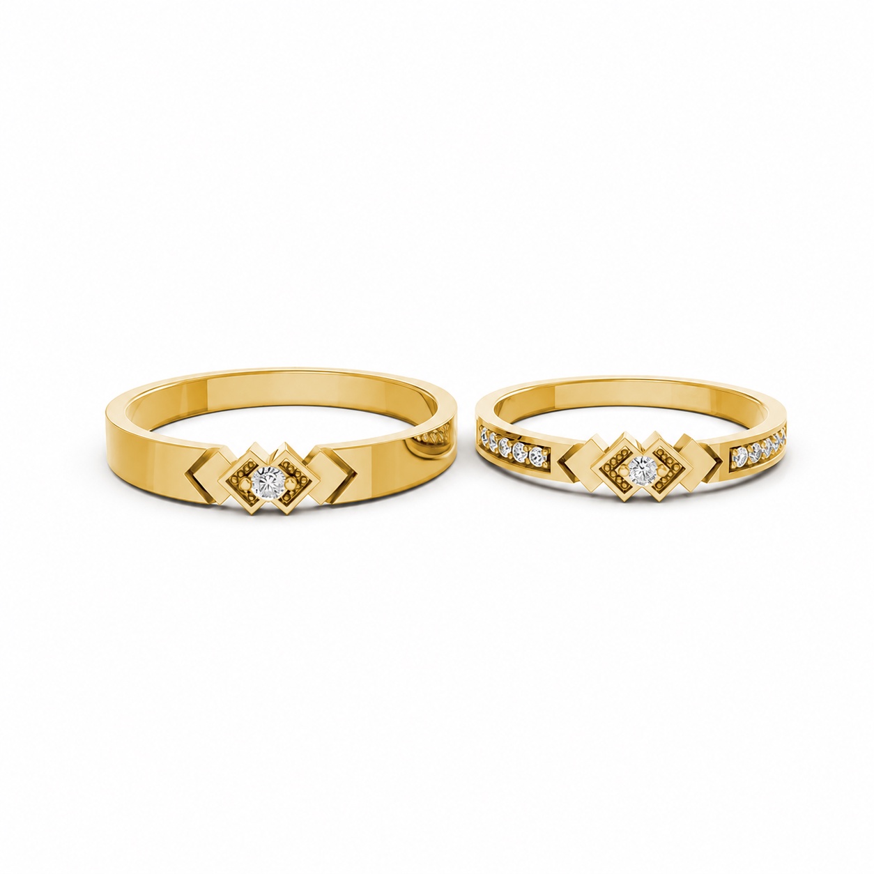 Nhẫn cưới A118 màu Vàng Gold vàng 10K/14K/18K/607 đính đá nhỏ, thanh lịch