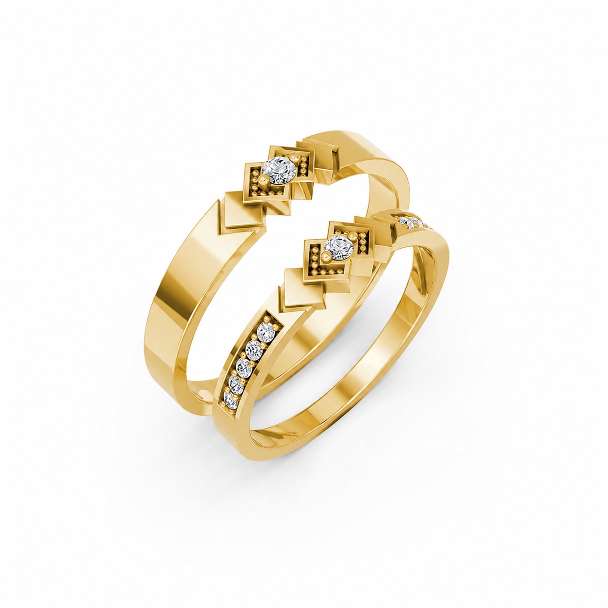 Nhẫn cưới A118 màu Vàng Gold thiết kế độc đáo, sang trọng