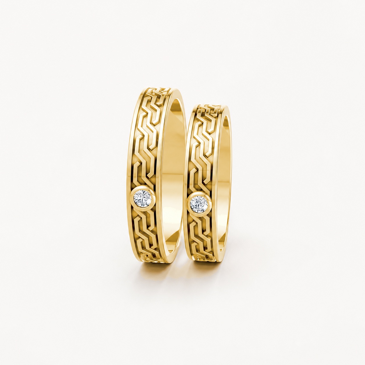 Nhẫn cưới A123 màu Vàng Gold thiết kế tinh xảo, độc đáo