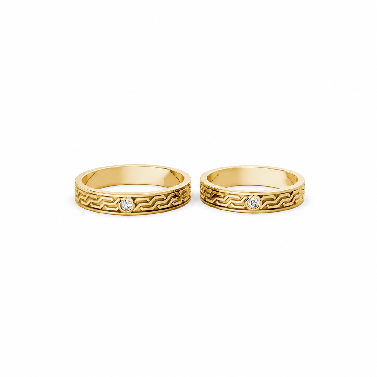Nhẫn cưới A123 màu Vàng Gold thiết kế phá cách, sang trọng