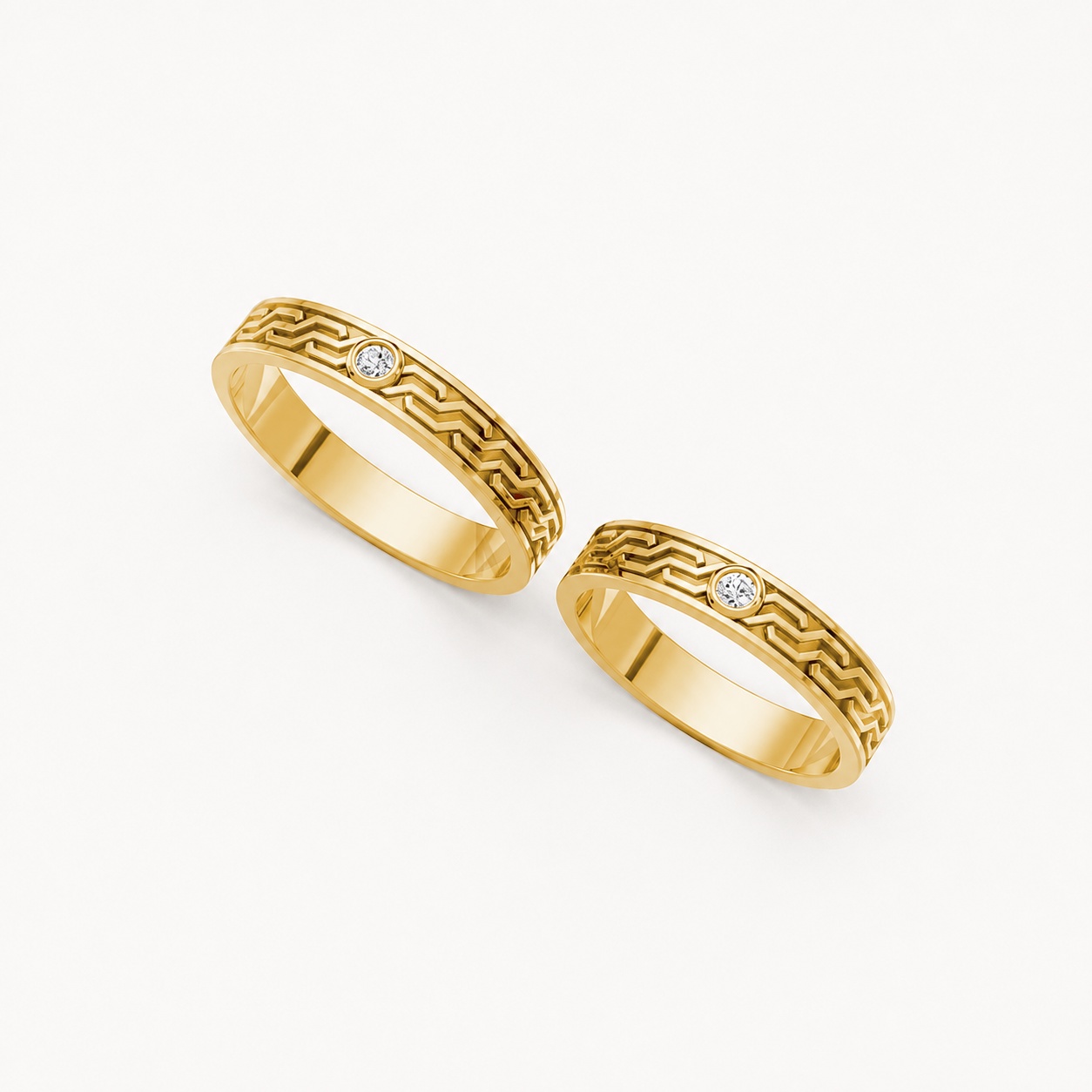 Nhẫn cưới A123 màu Vàng Gold vàng 10K/14K/18K/607 cao cấp, thanh lịch