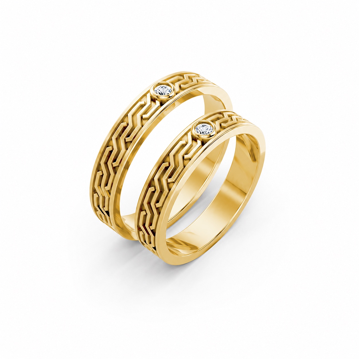 Nhẫn cưới A123 màu Vàng Gold thiết kế tinh tế, sang trọng