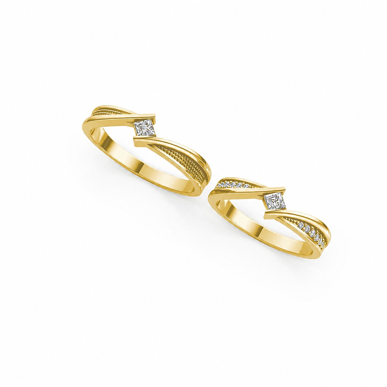 NHẪN CƯỚI A124 màu Vàng Gold vàng 10K/14K/18K/607 cao cấp, thanh lịch