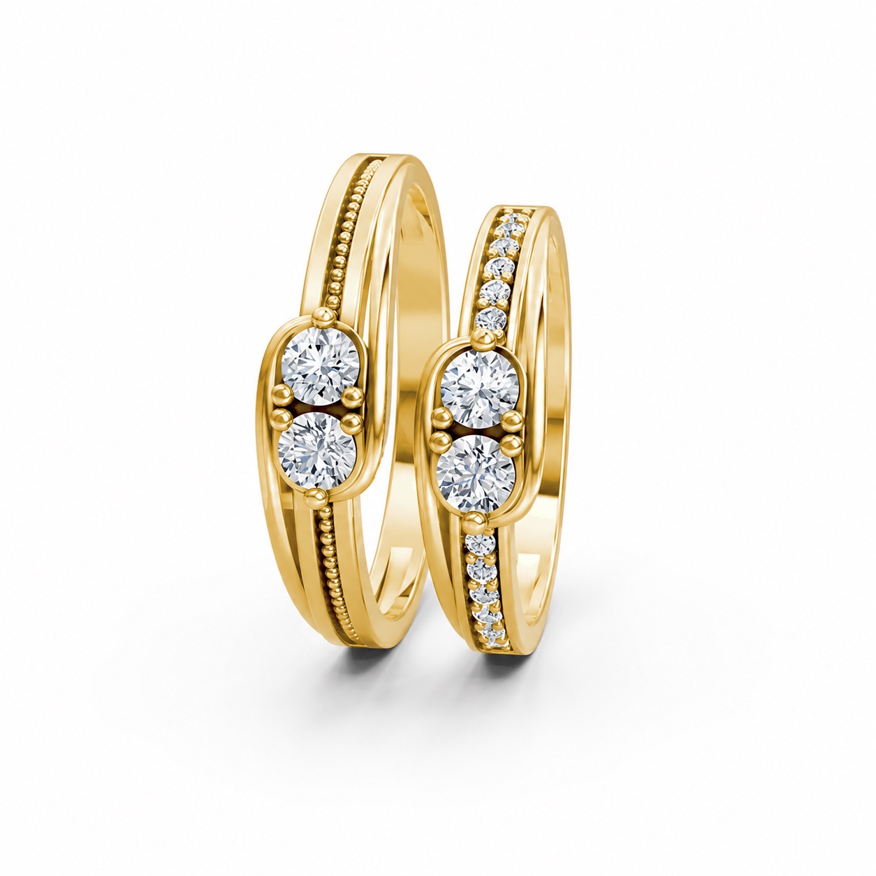 Nhẫn cưới A125 màu Vàng Gold vàng 10K/14K/18K/607 cao cấp, thanh lịch