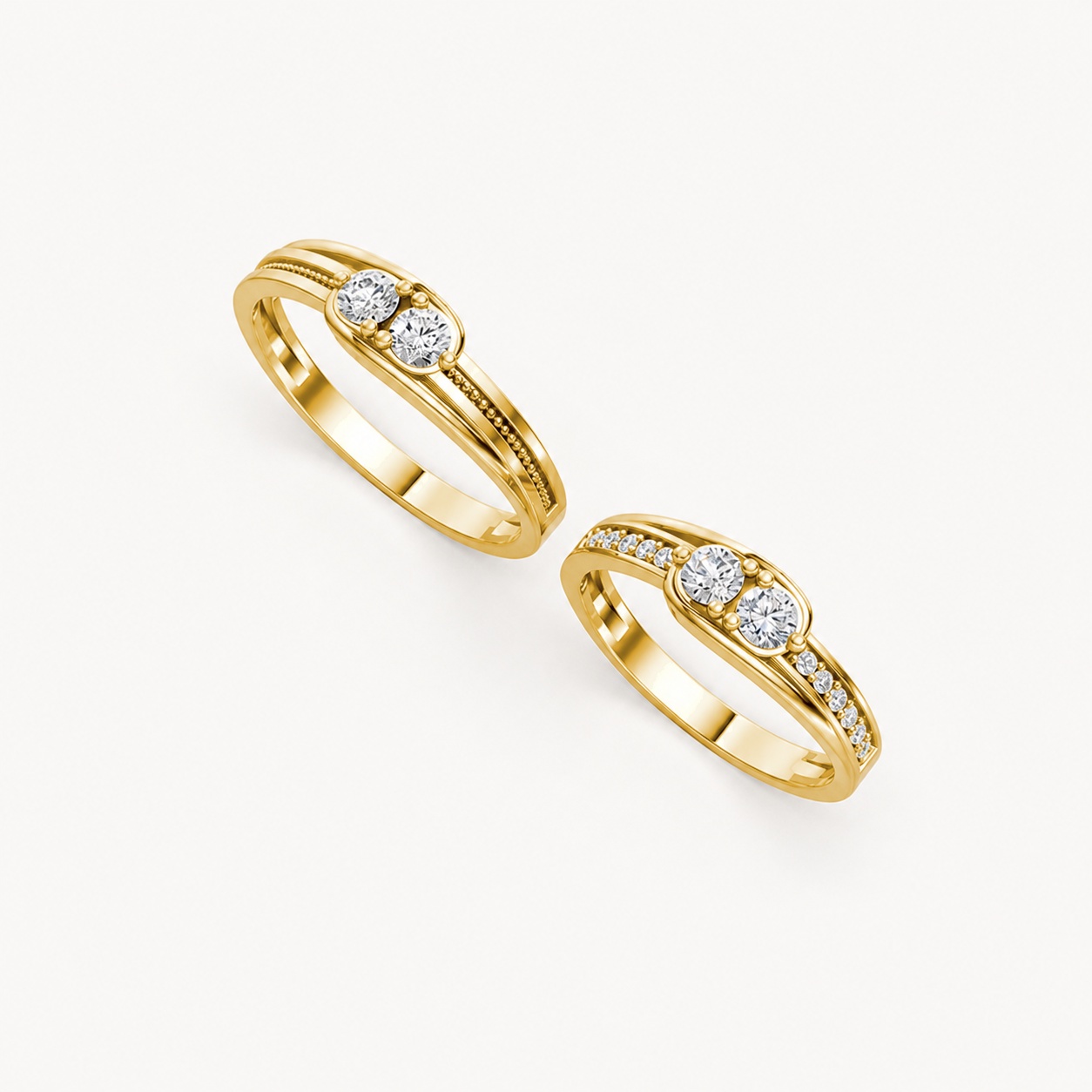Nhẫn cưới A125 màu Vàng Gold thiết kế phá cách, sang trọng