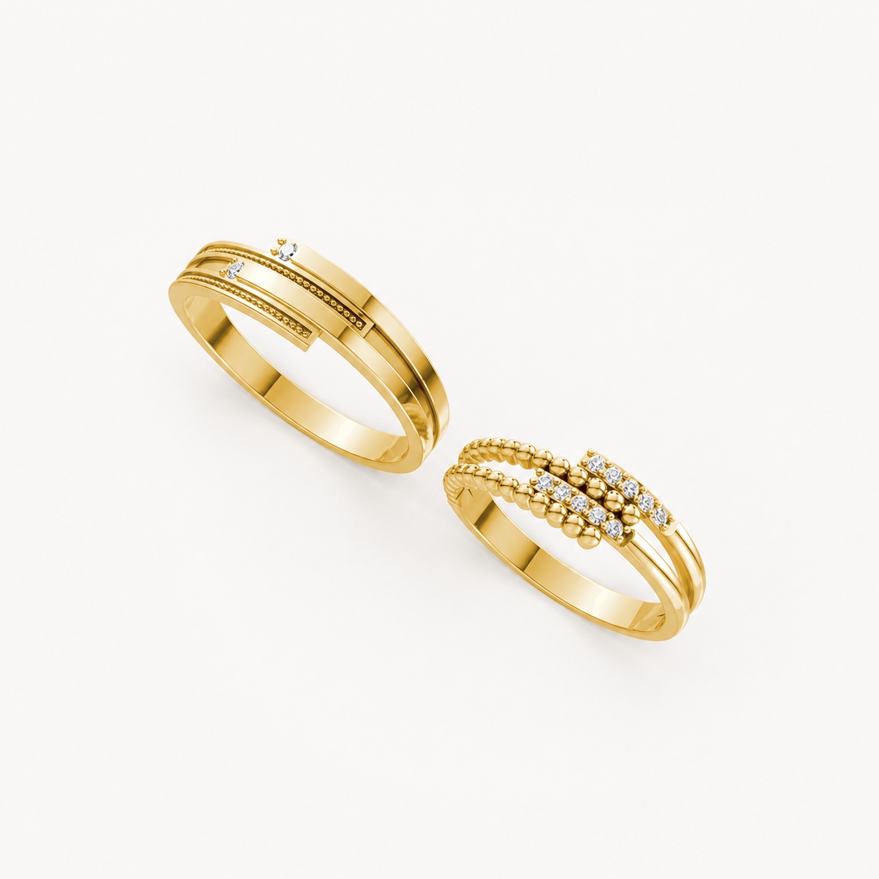 Nhẫn cưới A126 màu Vàng Gold thiết kế phá cách, sang trọng