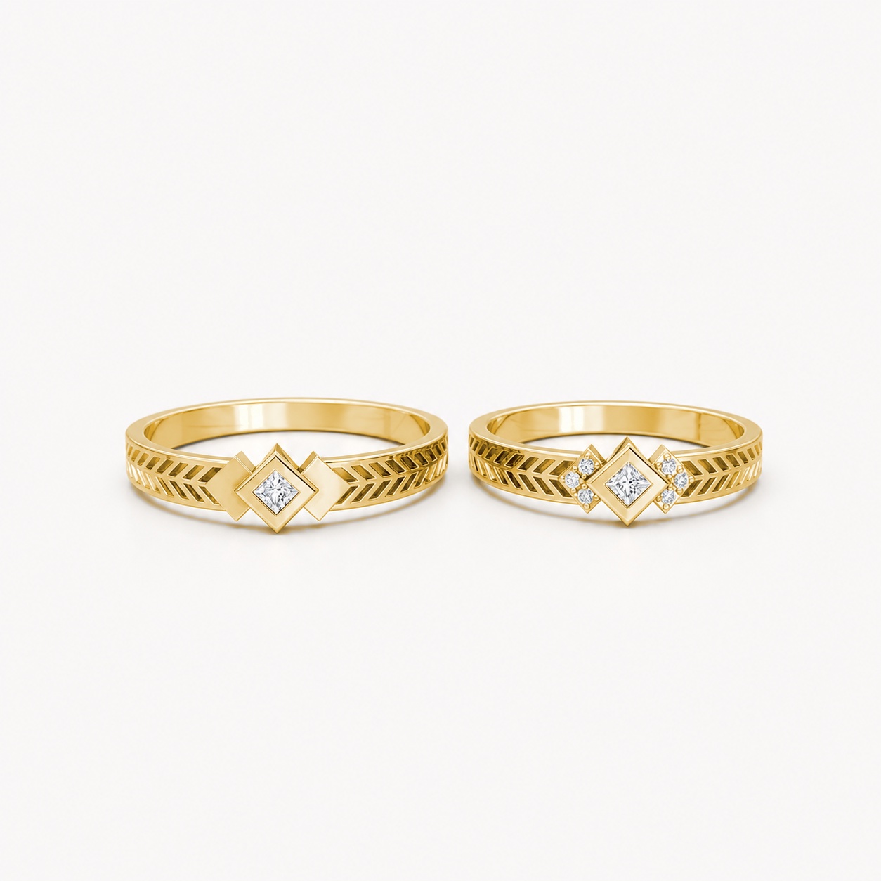 Nhẫn cưới A128 màu Vàng Gold thiết kế tinh xảo, độc đáo