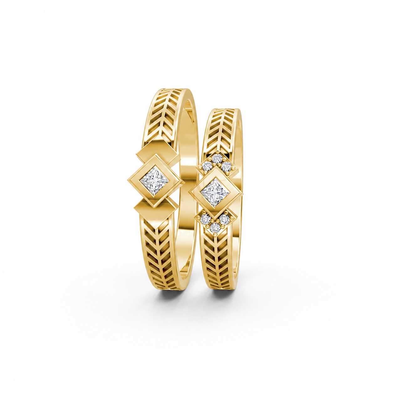 Nhẫn cưới A128 màu Vàng Gold vàng 10K/14K/18K/607 cao cấp, thanh lịch