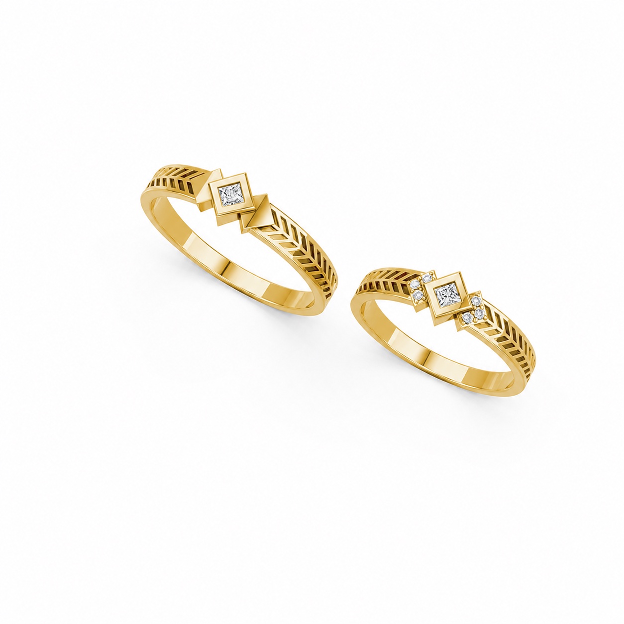 Nhẫn cưới A128 màu Vàng Gold thiết kế phá cách, sang trọng