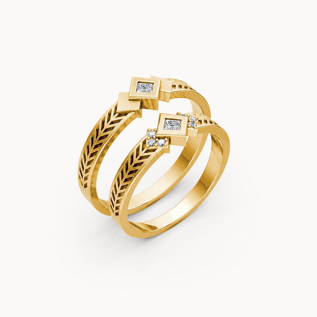 Nhẫn cưới A128 màu Vàng Gold thiết kế tinh tế, sang trọng