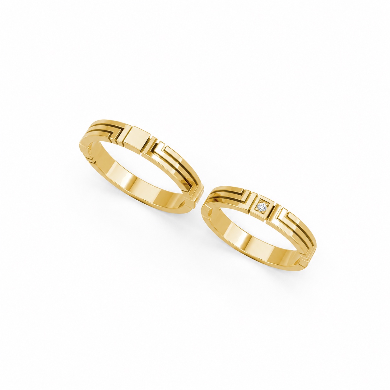 Nhẫn cưới A130 màu Vàng Gold thiết kế phá cách, sang trọng