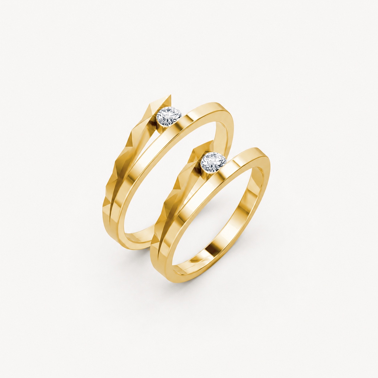 Nhẫn cưới A132 màu Vàng Gold thiết kế tinh tế, sang trọng
