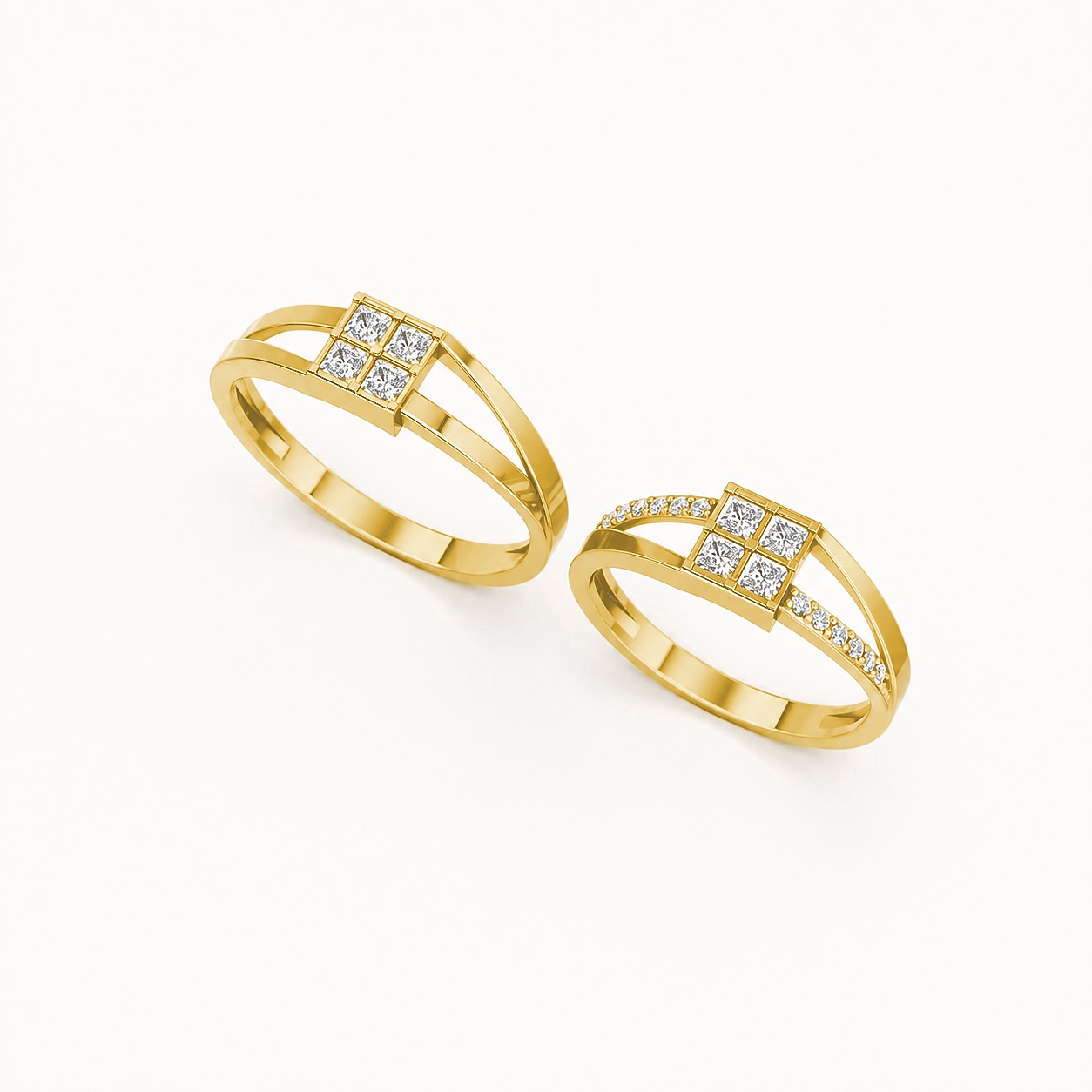 Nhẫn cưới A133 màu Vàng Gold thiết kế phá cách, sang trọng