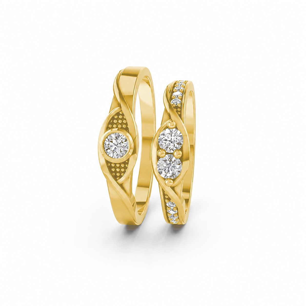 Nhẫn cưới A134 màu Vàng Gold vàng 10K/14K/18K/607 cao cấp, thanh lịch