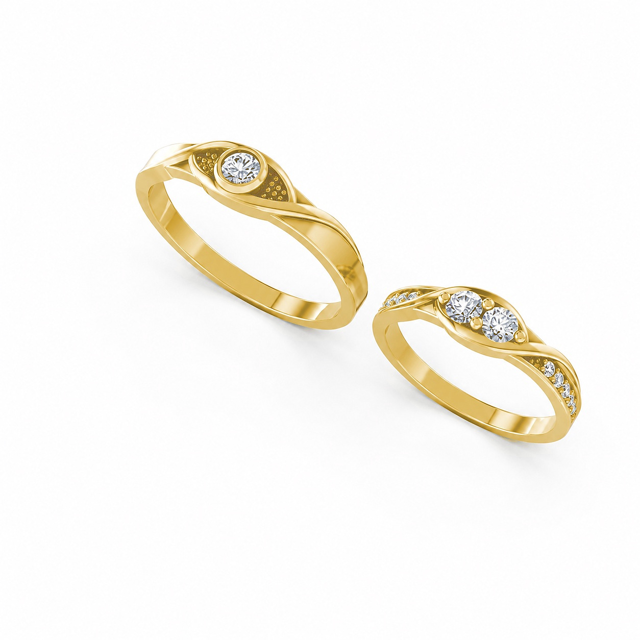 Nhẫn cưới A134 màu Vàng Gold thiết kế phá cách, sang trọng