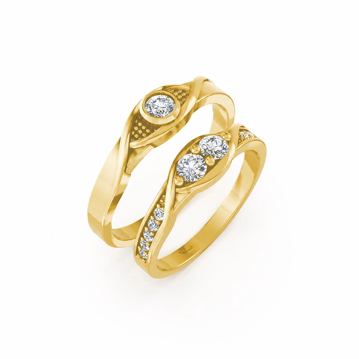 Nhẫn cưới A134 màu Vàng Gold thiết kế tinh tế, sang trọng